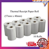 Topup / SRS / Portable Printer/Foodpanda  Thermal Paper Roll 57mm x 40mm coreless 10 Rolls