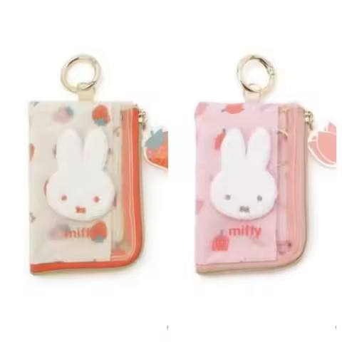 Kawaii Miffy Zero Wallet Cute Cartoon Miffy Embroidered Rabbit Cute Rose Strawberry ID Storage Card 