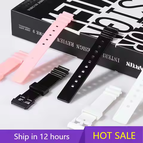 Resin Strap For Casio LRW-200H 14MM Women's Sports Waterproof Black White Pink Replacement Watch Acc