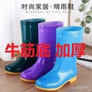 Selling🔥New Mid-Calf plus Velvet Rain Shoes Rain Boots Waterproof Shoes Rubber Shoes Shoe Cover Rubber Boots Female Fash