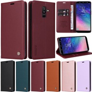 Luxury Casing For Samsung Galaxy A6 Plus A8 2018 A7 2018 J6 Plus J4 Plus Slim Book Style Wallet Soft Pu Leather Card Slot Flip Phone Skin Cover Case