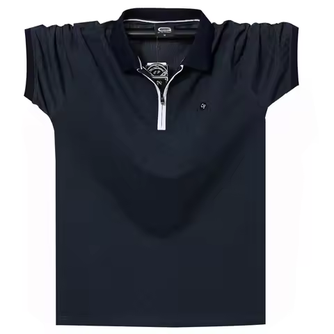 Summer New Causal Lapel Short Sleeved Polo-shirt Zipper Polo Shirt Men Oversized Mens Half-sleeved P