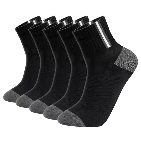 YUEDGE-Breathable Bamboo Ankle Socks for Men, Lightweight Quarter Socks, Size 37-46 EU, 5 Pairs/Pack
