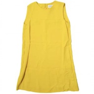 二手 J&M Davidson顏色無袖喇叭連身裙 (8179-19006) 日本製造，8 碼，黃色，及膝。