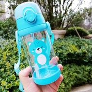 Kids Drinking Bottle Cartoon Children Plastic Straw Cup Portable Water Bottle Leakproof