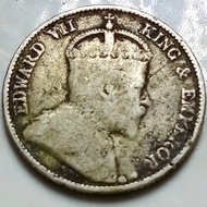 Koin Perak Hongkong 10 Cent King Edward VII th 1905