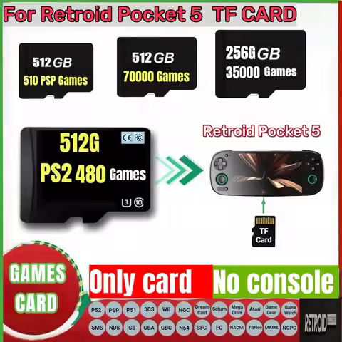 For Retroid Pocket 5 Memory Card TF Card for Rp5 Popular Classic Retro Game PS2 PSP 3DS 512G Android
