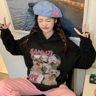 【M-8XL 】New Fashion Dog Print Long Sleeved Hoodie for Women Trendy Harajuku Loose Oversized Jacket f