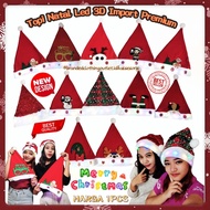 PREMIUM Imported 3D Embossed LED Christmas Hat Adult Christmas Hat with Blink-Blink Embroidery Adult