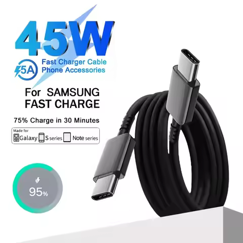 5A 45W USB-C Super Fast Charging Type C Cable for Samsung S21 FE S22 Plus S23 S24 S25 Ultra Note 20 