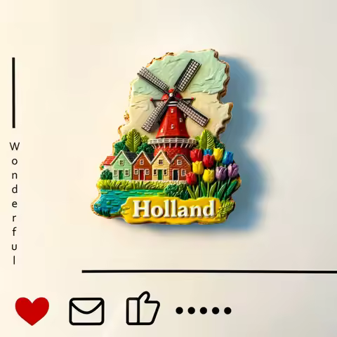 Holland，Amsterdam，colorful cottage， Tourism souvenirs，Color painting，tulip，windmill，Decoration home，