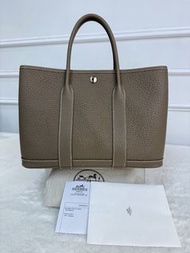 Fullset✨大象灰Hermes愛馬仕Garden Party30 花園包30 大象灰 銀扣 「理財產品」