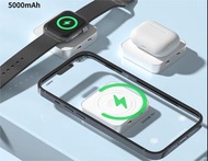 🌟三合一無線充電寶🌟（現貨）（送保護膜）（送順豐智能櫃）（三個月非人為保養包換）蘋果手機/蘋果手錶/蘋果耳機無線充電 Magsafe 5000毫安強力磁吸蘋果手錶便攜式手錶無線充，5000mah，智能