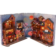 Book Nook 3D Model Sakura Alley Model, DIY Wooden Christmas. Bookshelf Decoration, Book Nook DIY TC2