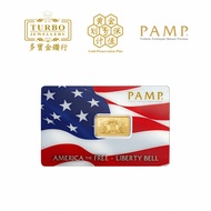 TURBO [5GM] PAMP America the Free; Liberty Bell Gold Bar 9999Gold