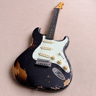 Relic Aged Fender Stratocaster Alder Wood Electric Guitar Professional Guitar (Blue/Black)