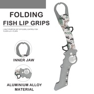 TUNALA Folding Fish Lip Grips Grabber Clamp Controller with Anti-lost Rope Aluminium Camouflage Gray