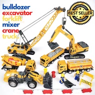 ✓∏Construction Toy Vehicle Lori Mainan Excavator Lorry Truck Toys Crane Bulldozer Backhoe Forklift K