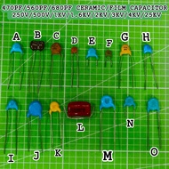 470PF/560PF/680PF CERAMIC/FILM CAPACITOR 250V/500V/1KV/1.6KV/2KV/3KV/4KV/25KV