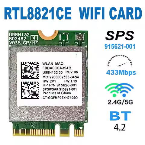 RTL8821CE 802.11AC 1X1 Wi-Fi+BT 4.2 Combo Adapter Card SPS M915621-001 Wireless Network Card for Pro