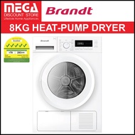 BRANDT DFB183HWA 8KG HEAT-PUMP CONDENSER DRYER (5 TICKS)