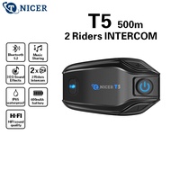 TNICER T5 Motorcycle Helmet Bluetooth Headset 500M 2-People Intercom