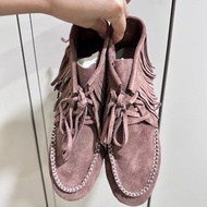 鞋櫃出清 日本購入 真皮麂皮流蘇豆豆短靴（可可色）