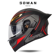 SOMAN 955S FullFace Flip-Jaw Helmet, Double Goggles, Modern Design