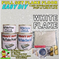 white 00 flake ( full set 1L PRIMER , 0.7KG FLAKES , 1L CLEAR , free tools ) epoxy toilet paint resin floor coating
