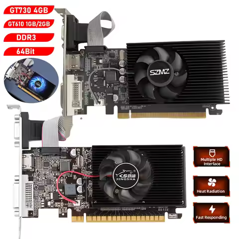 GT730 GT610 DDR3 128Bit Graphics Card With HDMI VGA DVI Port PCI-E2.0 16X Computer Graphics Video Ca