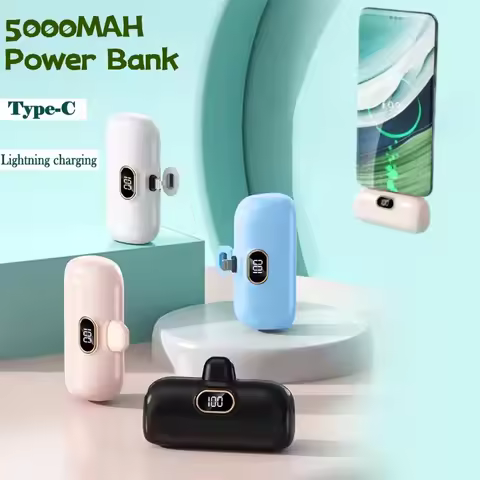 Portable Mobile Charger Mini Power Bank Built Cable Fast Charger Battery Capsule Power bank 10000/50