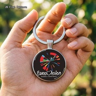 1pc Zinc Alloy Men'S Keychain, Eurovision Song Contest Logo Printed Design, Durable Personal Additio