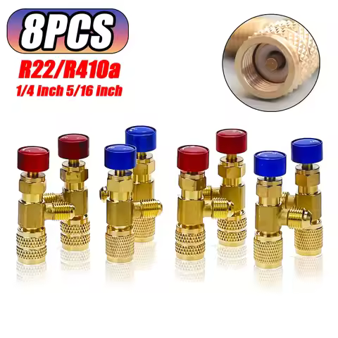 2/4/8PCS Liquid Safety Valve R410A R22 Air Conditioning Refrigerant Tool 1/4" Safety Adapter Air Con