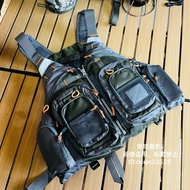 釣魚救生衣，多功能釣魚背心，大容量口袋，網狀透氣設計，輕便，可調節，戶外釣魚，均碼