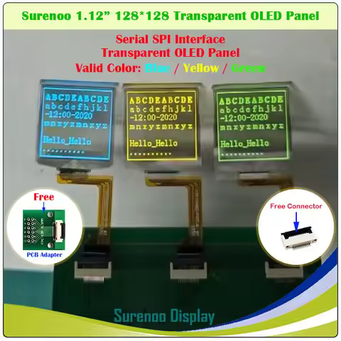 Real Transparent OLED Display, 1.12" 128*128 128X128 128128 Graphic Serial SPI PMOLED Panel LCD Modu