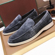 Italian Suede Slip-On LP Loafers Flat Casual Lazy Men's Shoes Stepping on si Feel Couple Shoes Men W