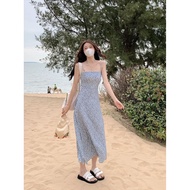 French Small Floral Over-the-Knee Tea Break Long Skirt Women's Skirt Spring Summer Fresh Retro Sling