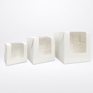 【1pcs】6x6x6/8x8x8/10x10x10/12x12x12 L-SHAPE WINDOW BOX WHITE COLOR CAKE BOX KOTAK KEK