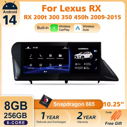 Android 14 Carplay Radio For Lexus RX RX270 RX350 RX450 RX200T RX450H 2009-2015 Automotive Multimedi
