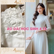 Áo dài trắng học sinh cấp 3 đi học CHAANG may sẵn ADC459 áo dài lụa 4 tà cách tân tay vai bồng lỡ lễ