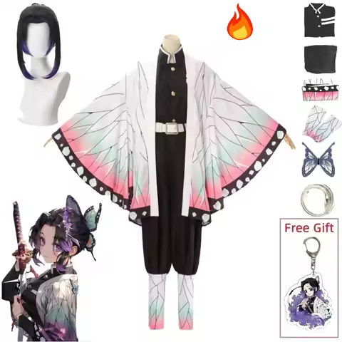 Kochou Shinobu Cosplay Kostuum Anime Shinobu Pruik Haori Uniform Vrouwen Kinderen Halloween Kleding