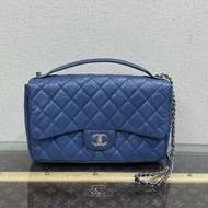 CHANEL CF藍銀手提斜背包  30*19*8 98新配件塵袋