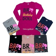 ☢₪Baju T-shirt Labuh Lengan Panjang Kanak-Kanak Perempuan Glitter Print Birthday Doll quality sangat bagus and kain mora