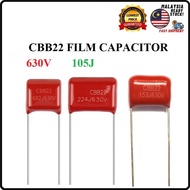 CBB22 Film Capacitor / Condenser 630V 105J 10mm 100nF 100-nF CBB22 Metallized Polypropylene Film Cap