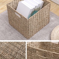 Woven Seagrass Farmhouse Kitchen Storage Organizer Basket Bin with Handles for CabinetsPantryBathroo