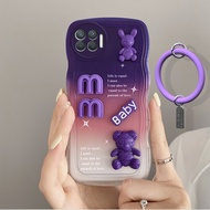 New Design For OPPO A93 2020 Reno 4F F17 Pro Case 3D Cute Bear+Solid Color Bracelet Fashion Premium Gradient Soft Phone Case Silicone Shockproof Casing Protective Back Cover