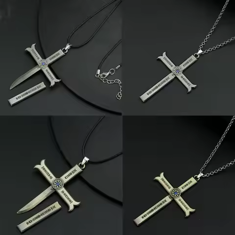 Anime Necklace Dracule Mihawk Cross Sword Pendant Choker Necklaces Men Jewelry Accessories Gift