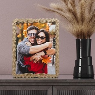 Golden Leaf Woven Photo Frame-Can Hang Wall (8 Inch x10 Inch)|Frame Frame Display Decorative Ornamen