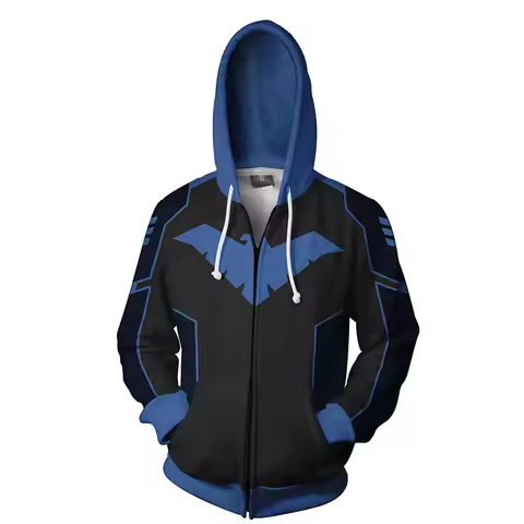 Superhero Nightwing Robin Cosplay Hoodie Costume Sweatshirt Jacket Shirt Dick Grayson Coat Pullover 