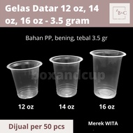 PP Plastic Cups Clear Flat Plastic Cups Sizes 12 oz, 14 oz, 16 oz